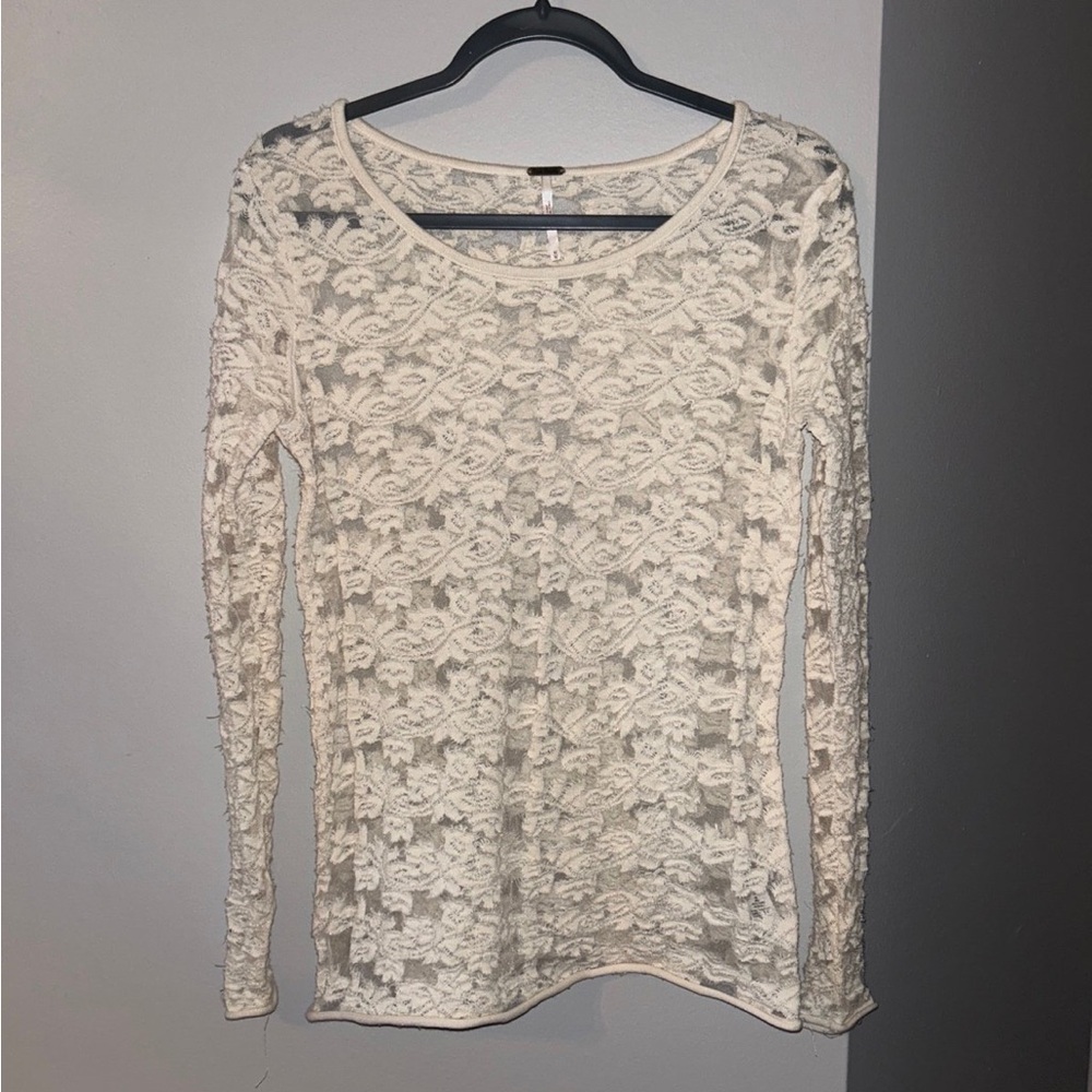 Free People Cream Lace Blouse